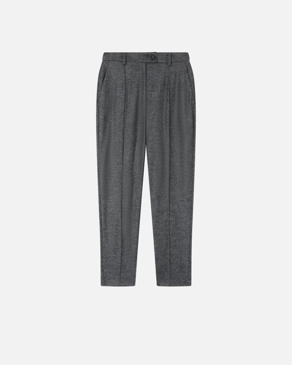 Pinko Graue Zigarettenhose aus Flanell mit Textur Bis zu 65% Rabatt