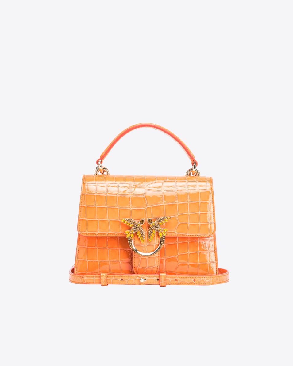 Pinko Mini Love Bag One Top Handle Light Krokoprägung glänzend PINKO Galleria