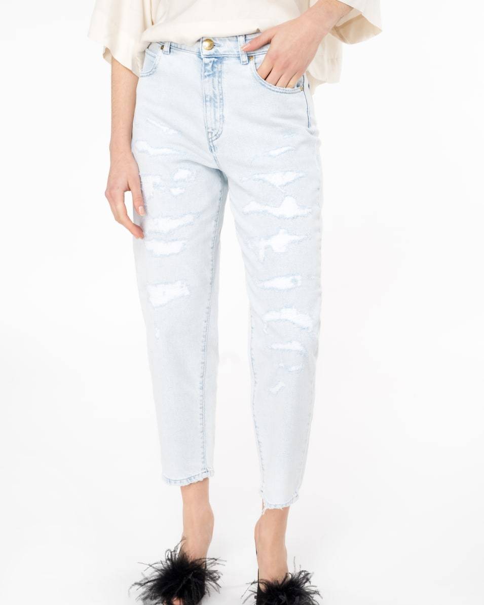 Pinko Jeans Straight Denim mit Rissen im Angebot