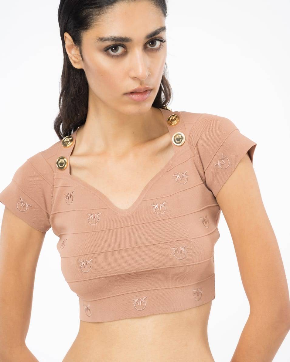 Pinko Crop-Top Jacquard Love Birds Günstiger Verkauf