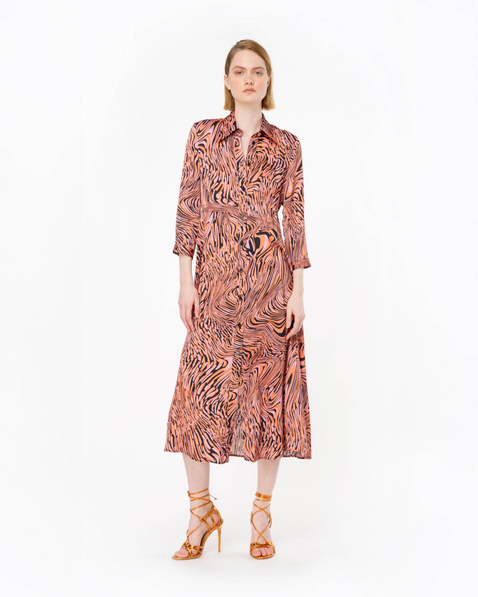 Pinko Hemdblusenkleid verzerrter Print Fabrik Onlineshop