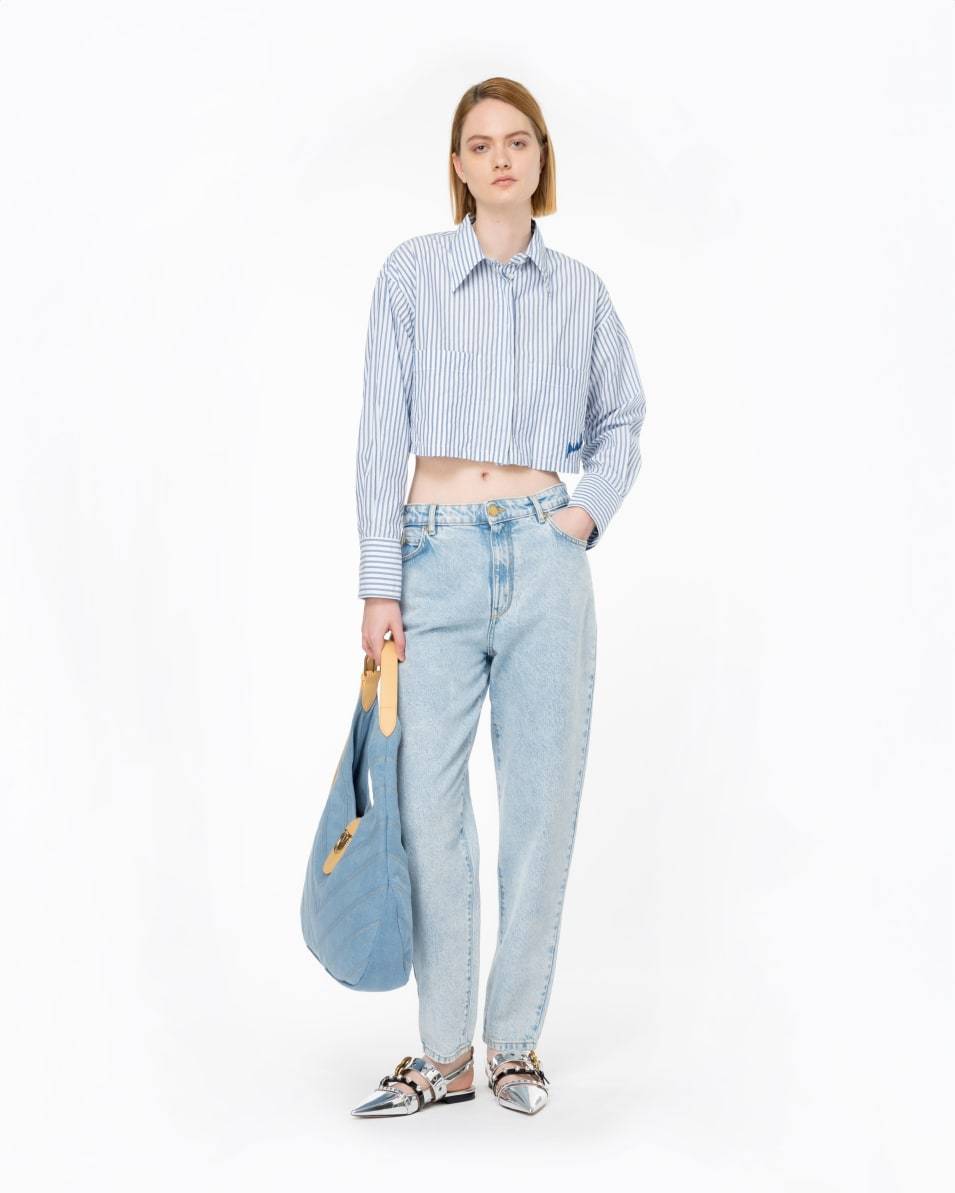 Pinko Cropped-Bluse gestreift Günstig kaufen
