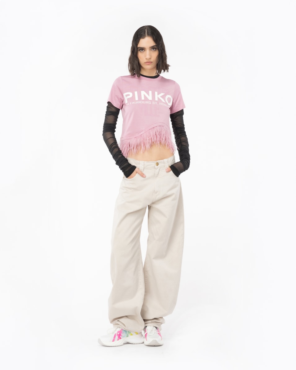 Pinko T-Shirt PINKO Cities mit Federn Versandkostenfrei