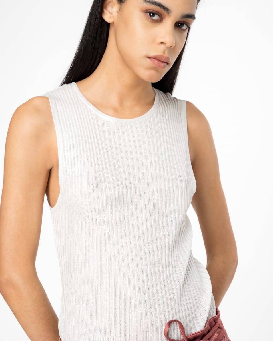 Pinko Ärmelloses Top aus geripptem Lurex Weihnachtsangebot