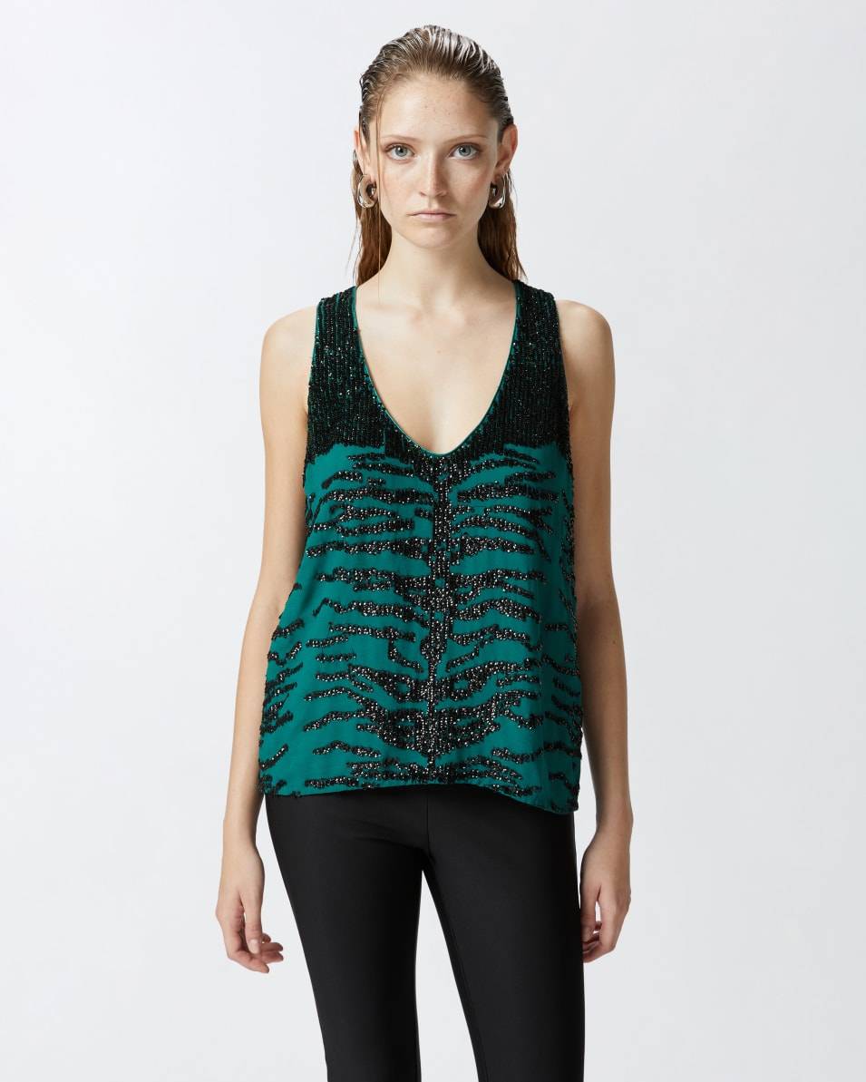Pinko Top mit Pailletten-Zebramuster Fabrikpreis