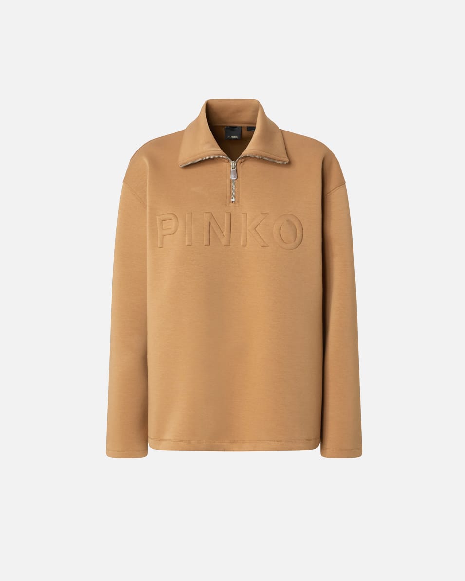 Pinko Sweatshirt mit hohem Kragen, Reißverschluss und Logostickerei Sonderangebot