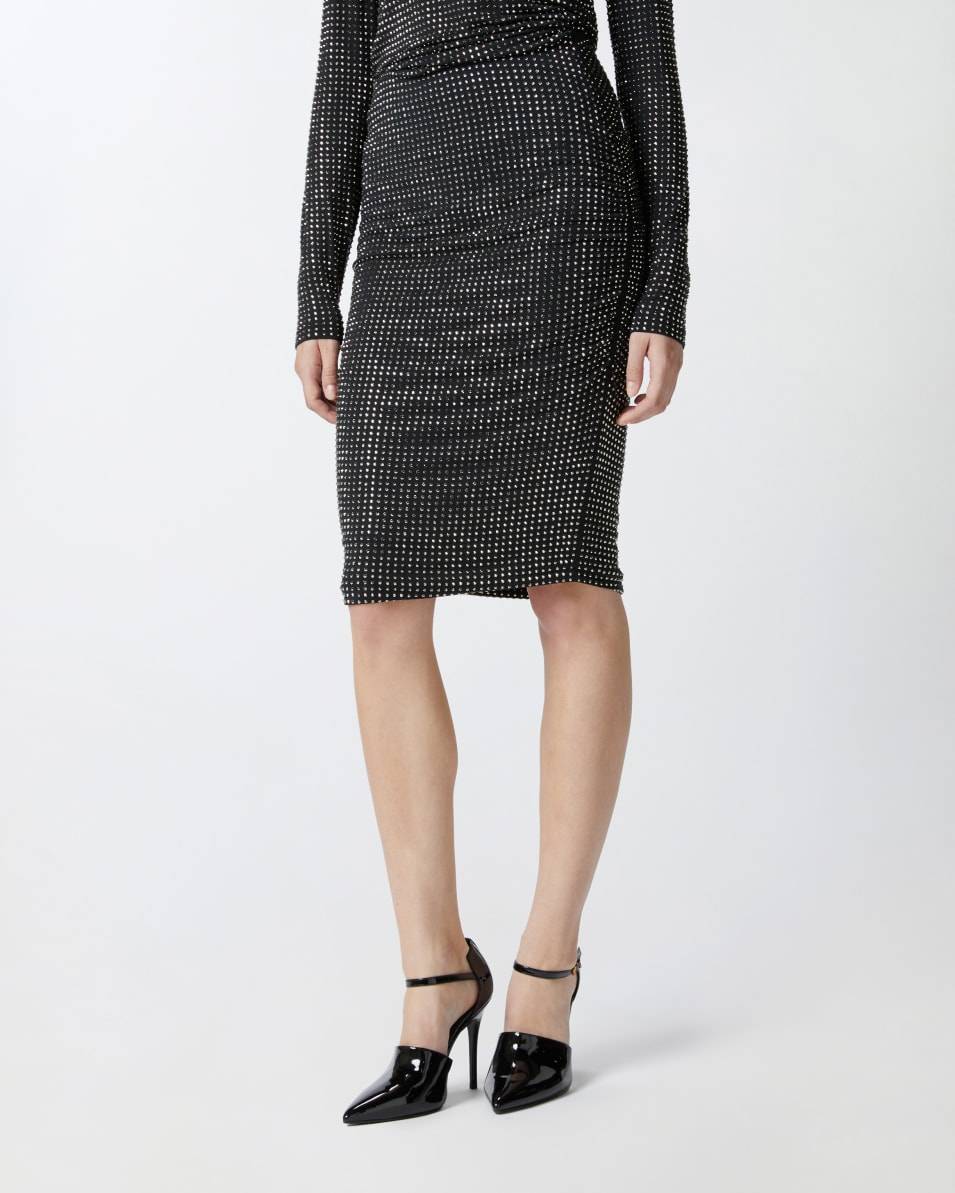 Pinko Pencil skirt with applied rhinestones Muttertagsangebot