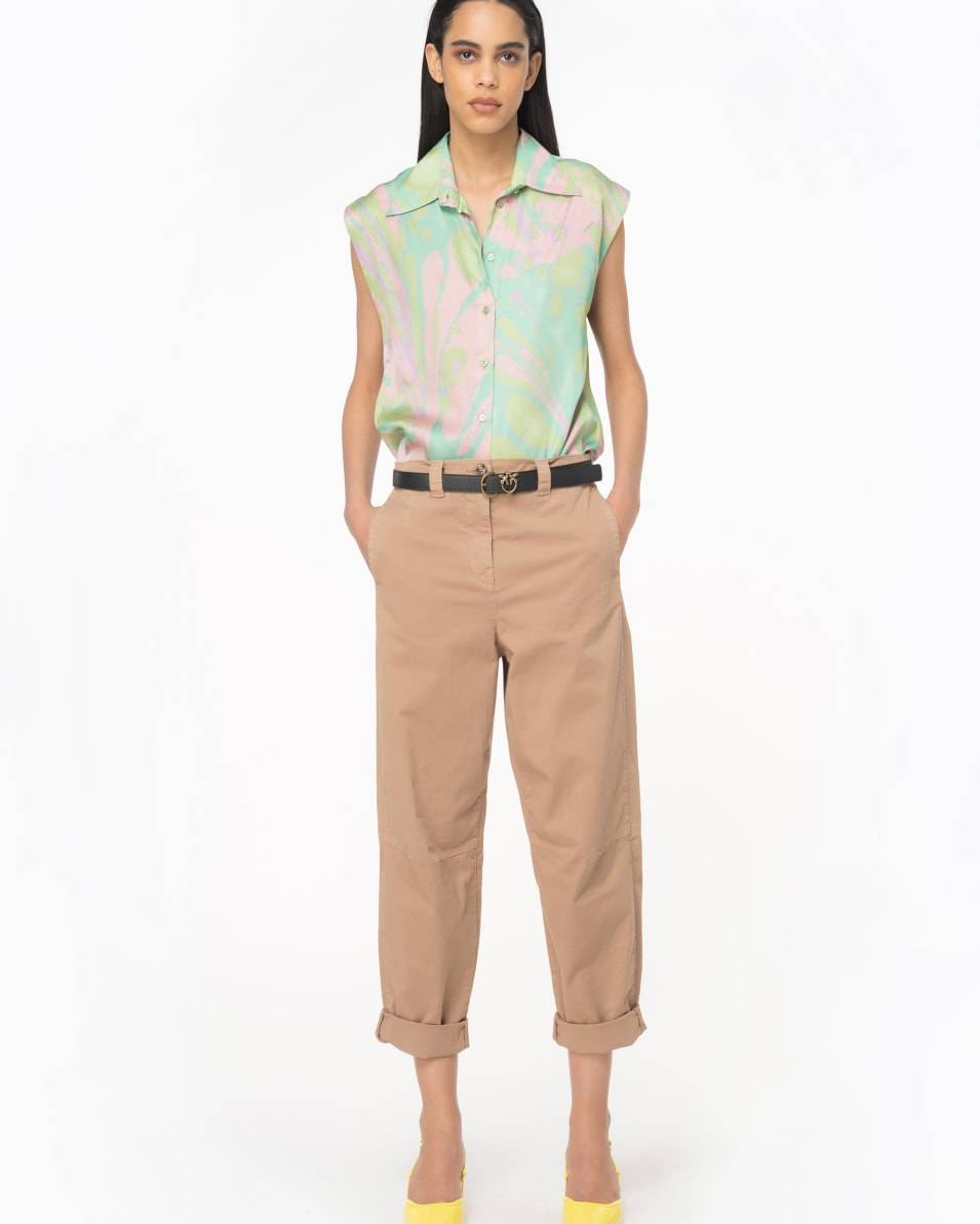 Pinko Bluse mit Flügelärmel aus Satin mit Splash-Print Neueste Mode