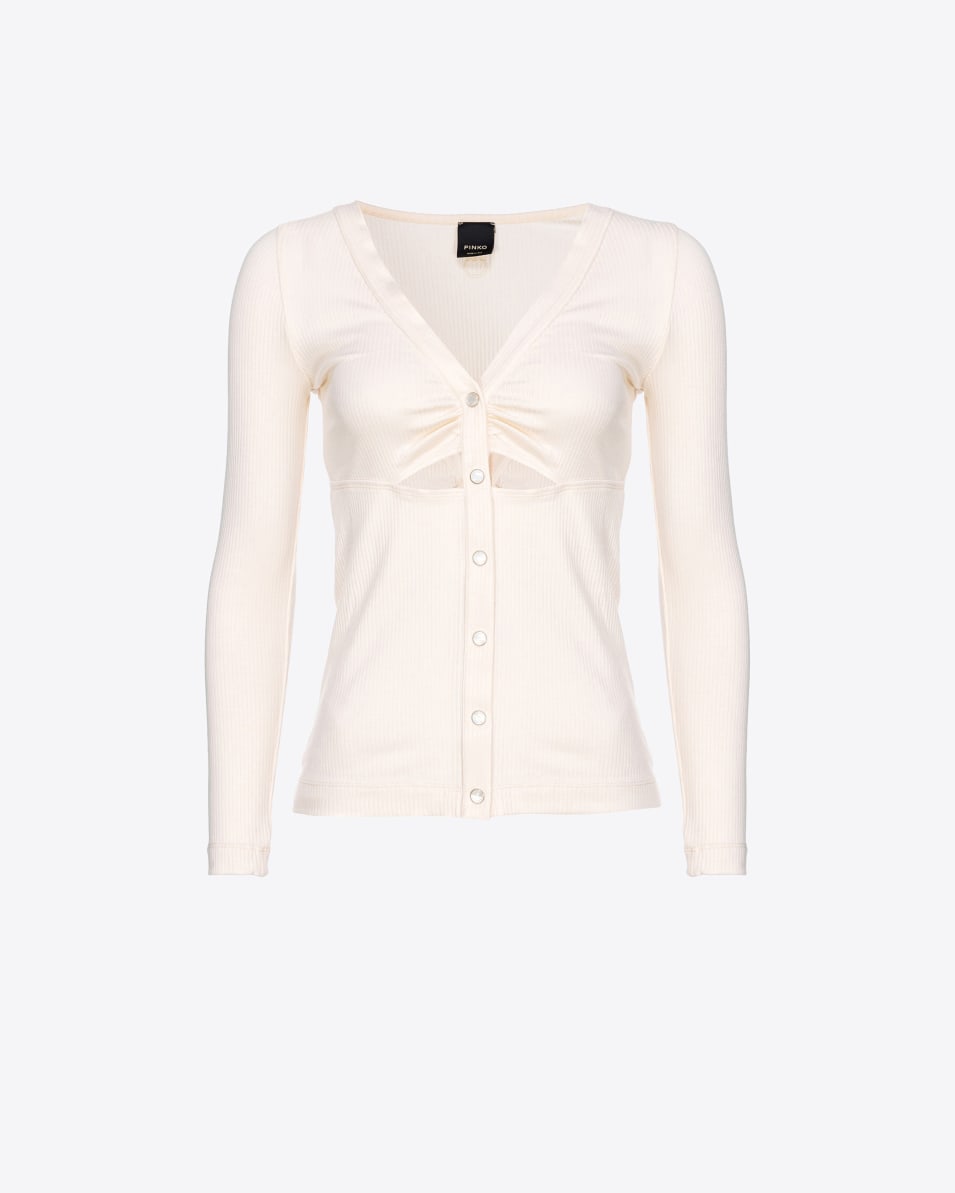 Pinko Gerippter Pullover mit Perlmuttknöpfen Online Outlet