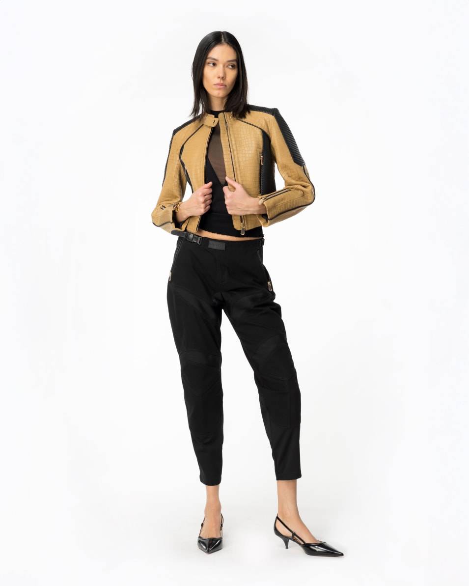 Pinko Bikerhose aus zwei Materialien Fabrikladen