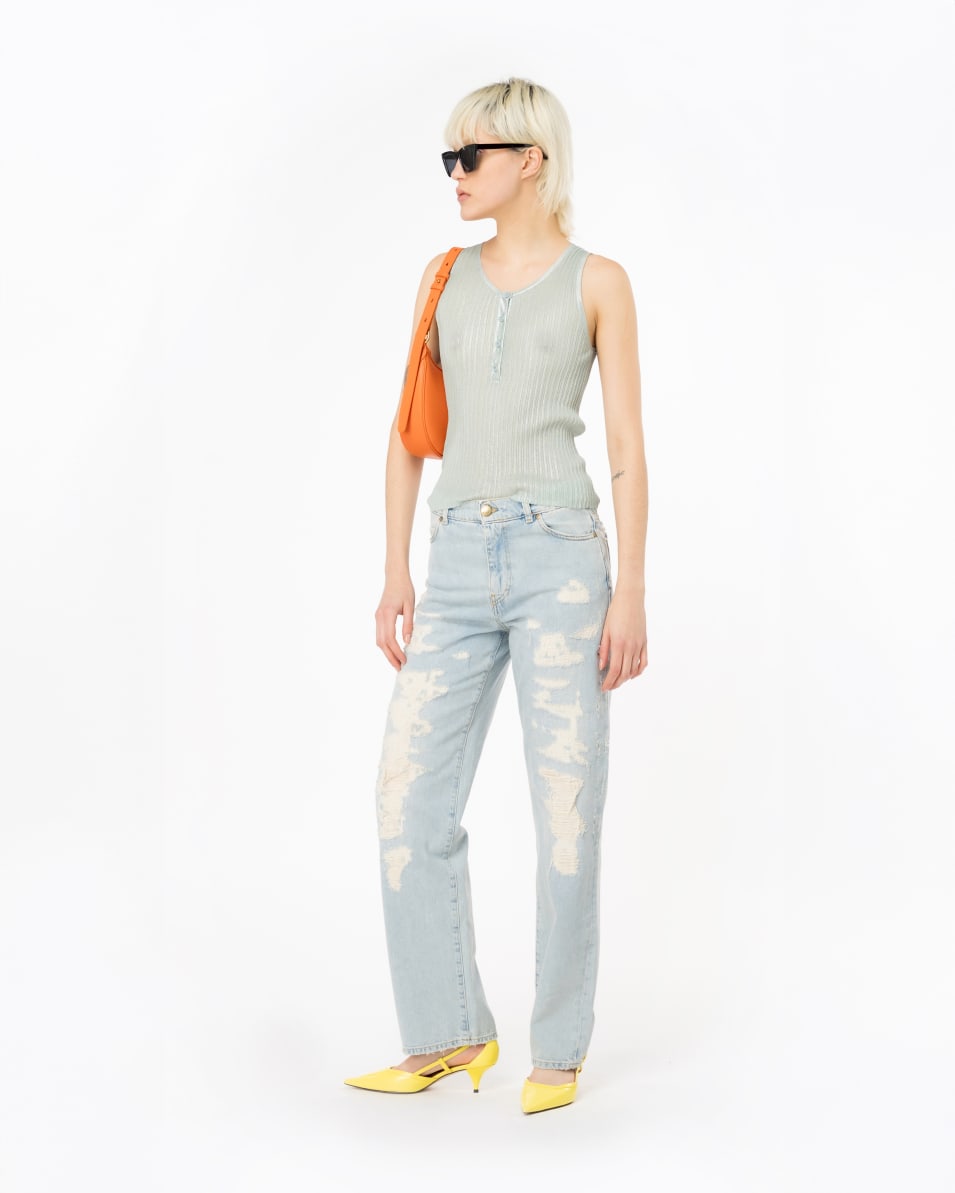 Pinko Geripptes Lurex-Top mit Knöpfen Verkauf