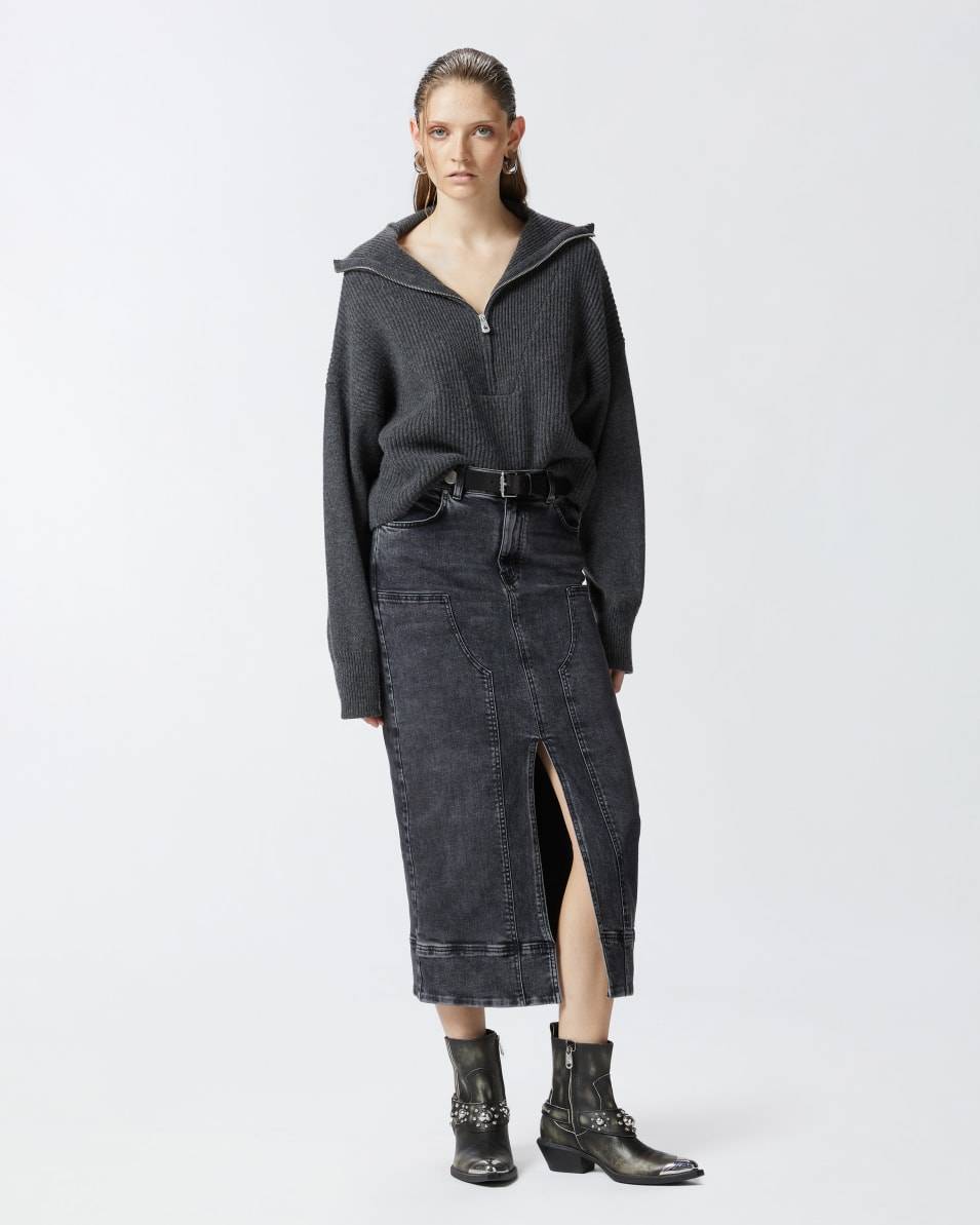 Pinko Maxirock aus dunkelgrauem Denim Blitzverkäufe