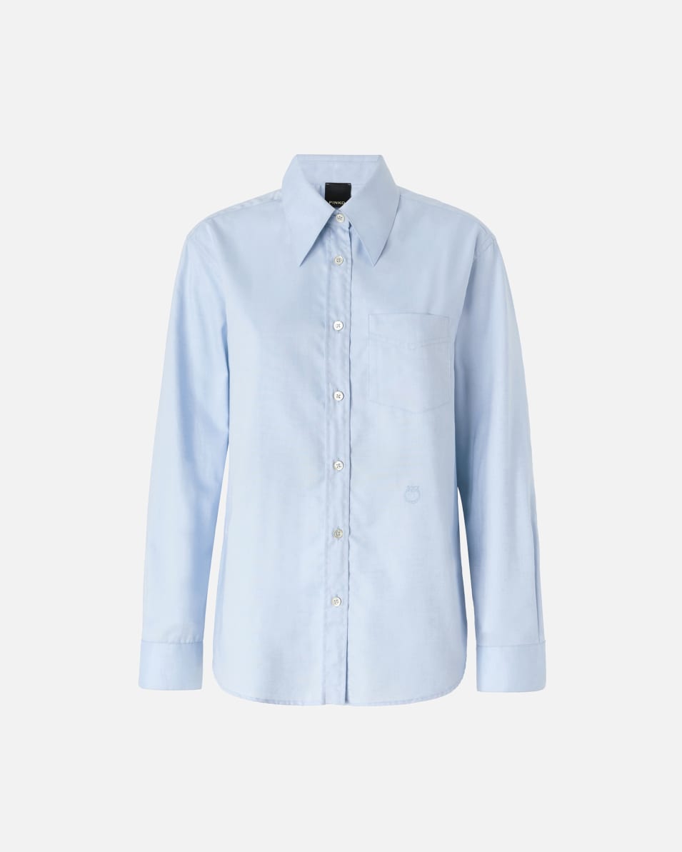 Pinko Azurblaue Oxford-Baumwollbluse Versandkostenfrei