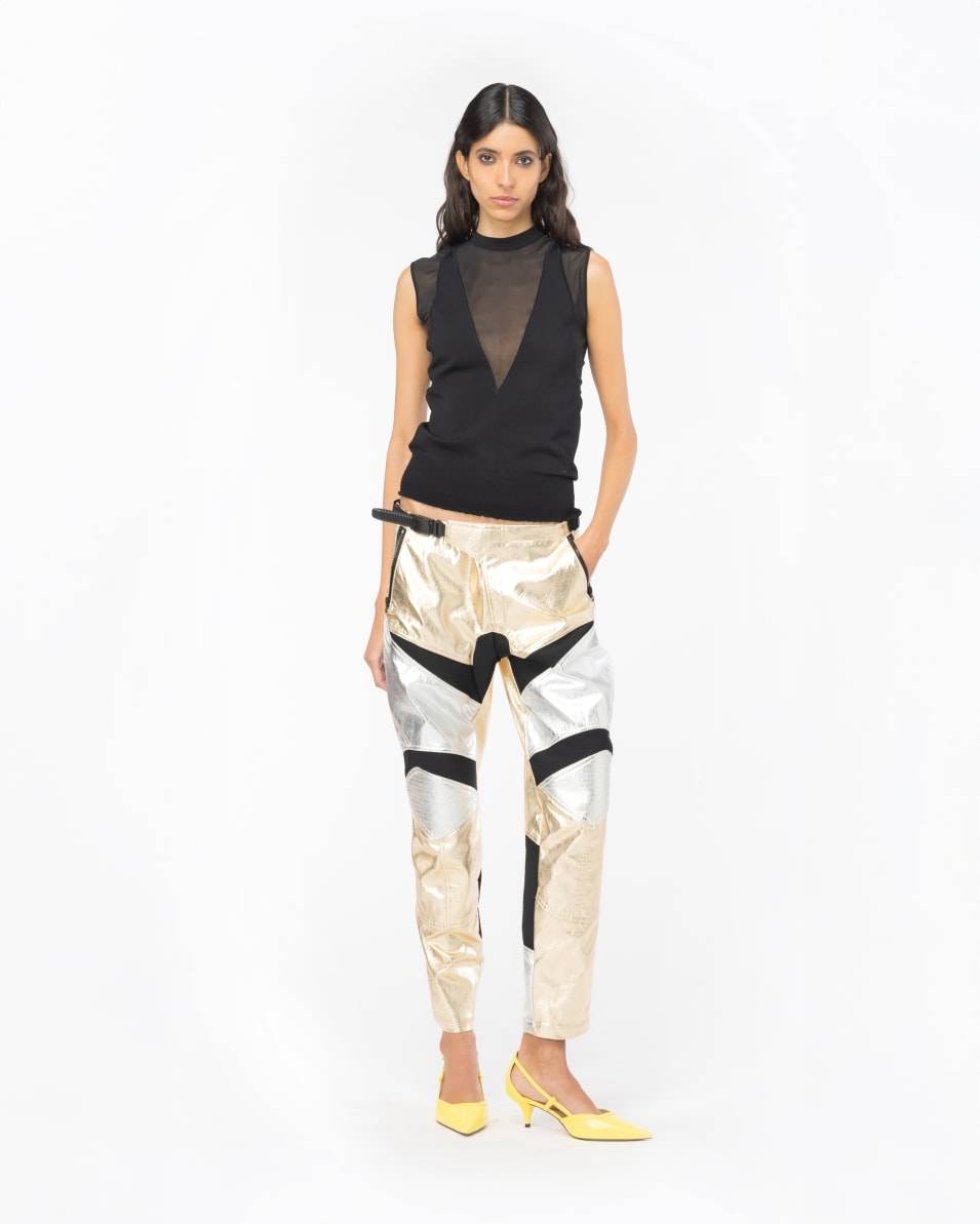 Pinko Bikerhose Metallic Heißer Verkauf