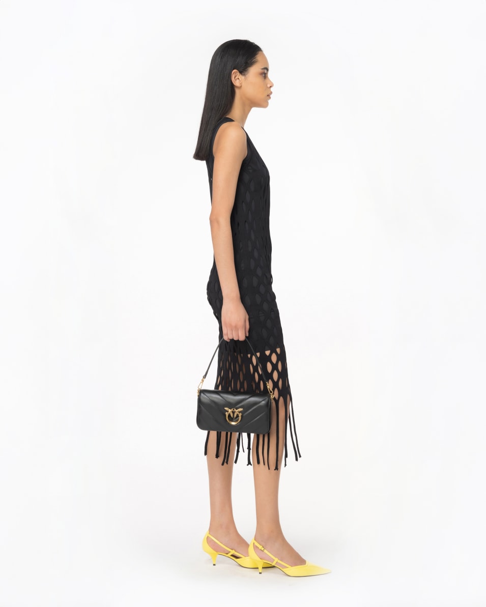 Pinko Kurzes Kleid in Netzoptik mit Fransen Top Angebot