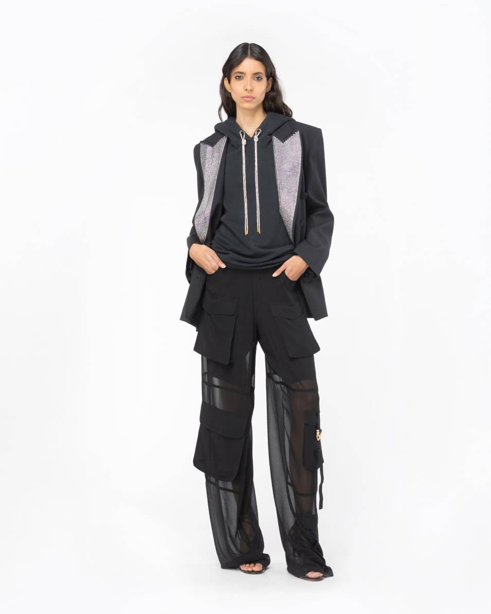 Pinko Ärmelloses Sweatshirt mit strassbesetztem Kordelzug Zeitlich begrenztes Angebot