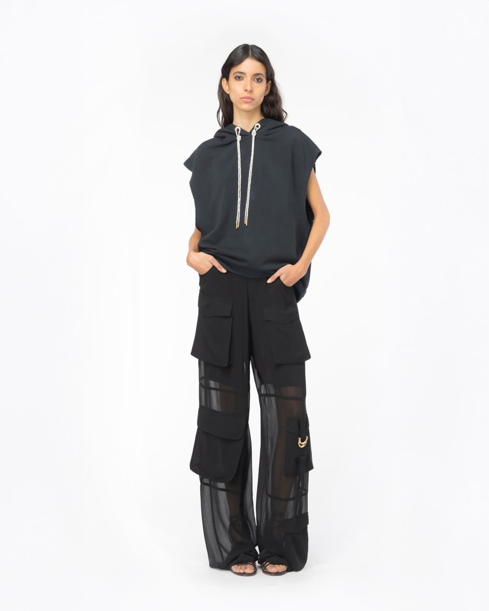 Pinko Ärmelloses Sweatshirt mit strassbesetztem Kordelzug Zeitlich begrenztes Angebot