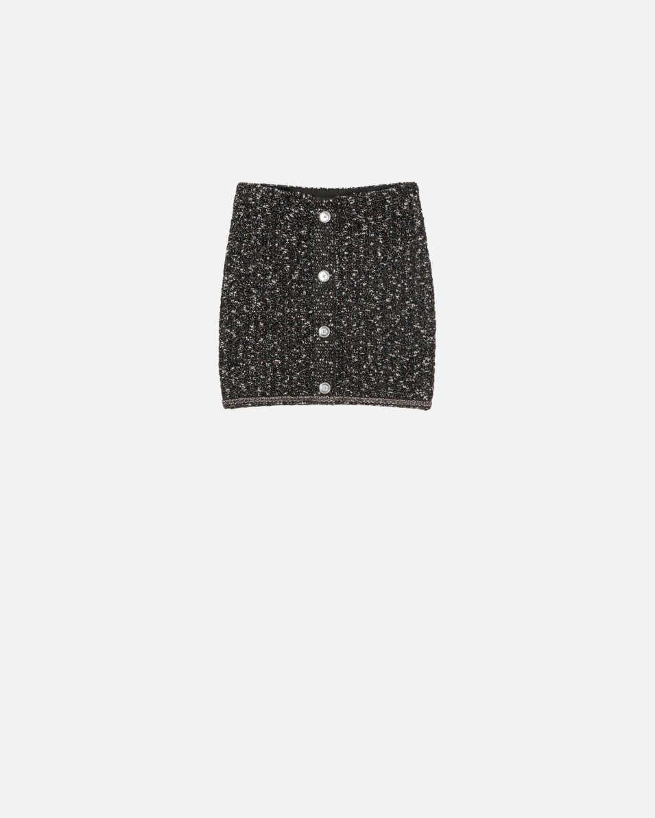 Pinko Minirock aus Bouclé-Strick mit Pailletten