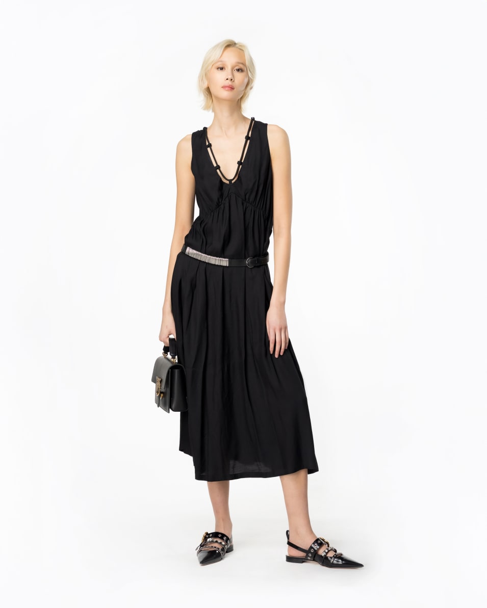Pinko Langes Kleid aus technischem Popeline Black Friday Preise