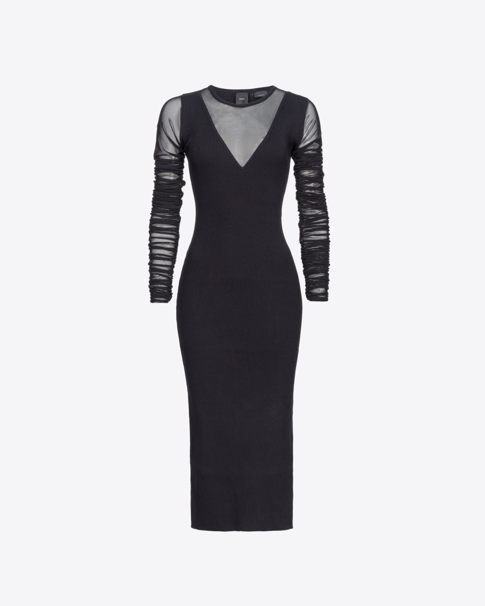 Pinko Langes Kleid aus Strick und Tüll 50% Rabatt für begrenzte Zeit