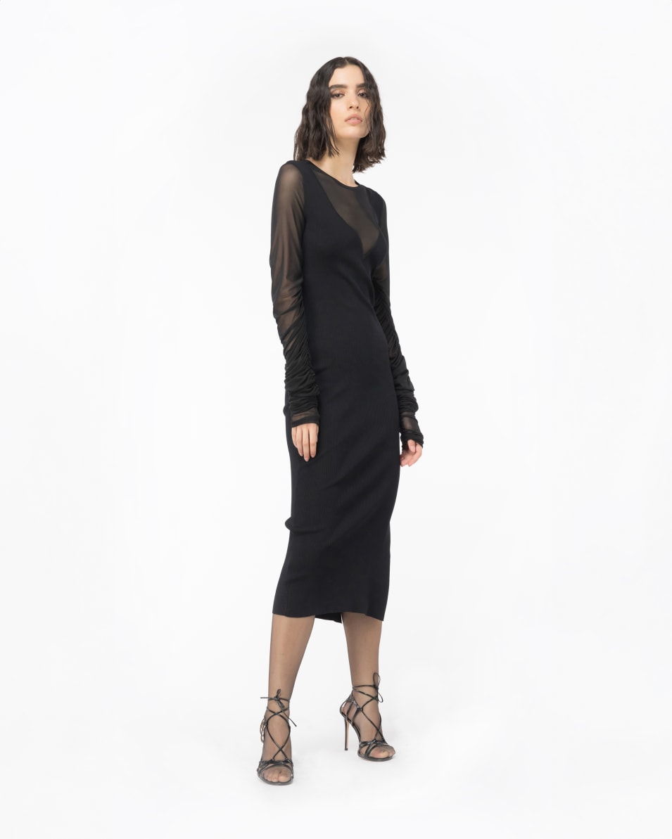 Pinko Langes Kleid aus Strick und Tüll 50% Rabatt für begrenzte Zeit