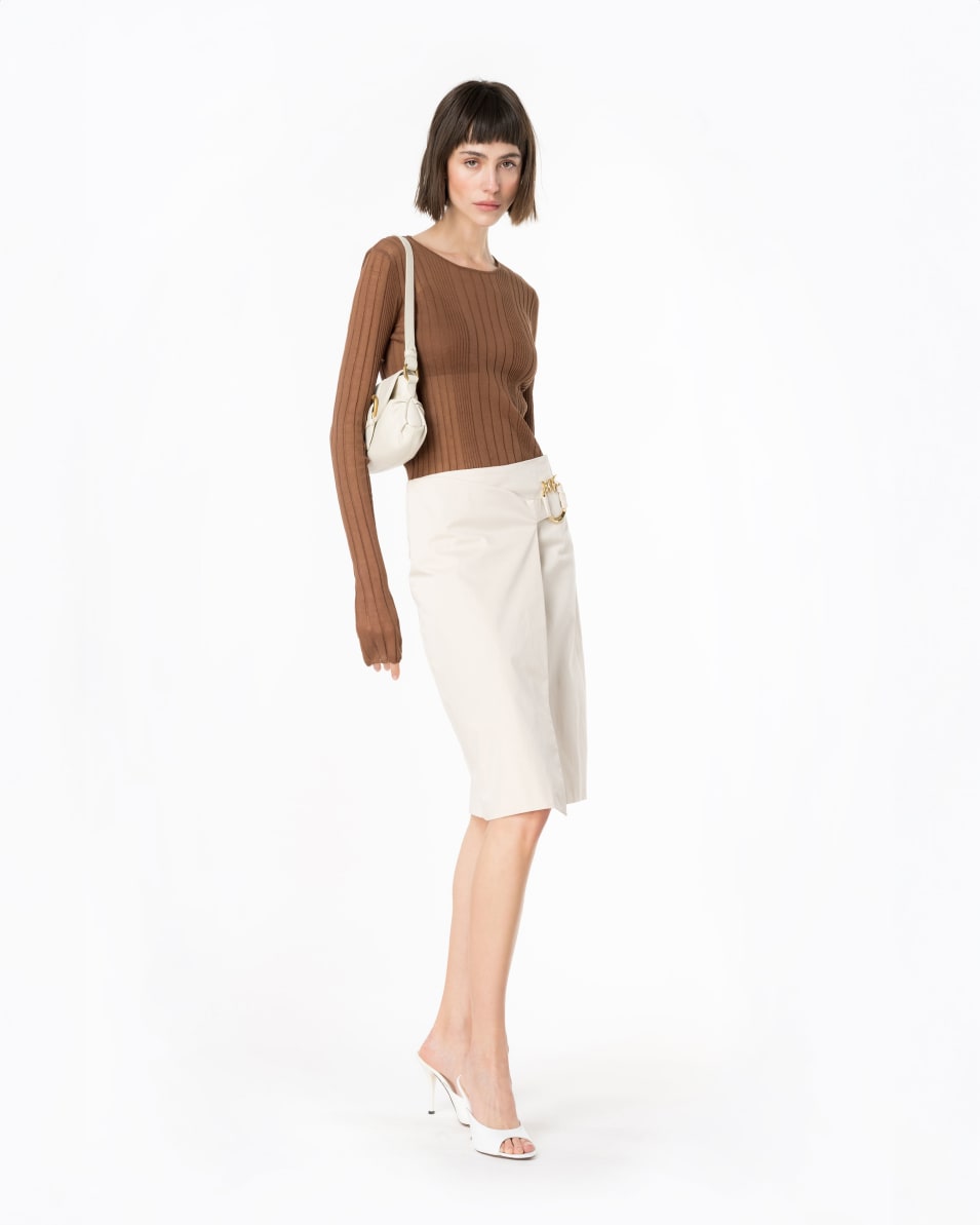 Pinko Midirock aus technischem Satin mit Piercing-Schnalle Fabrikverkauf