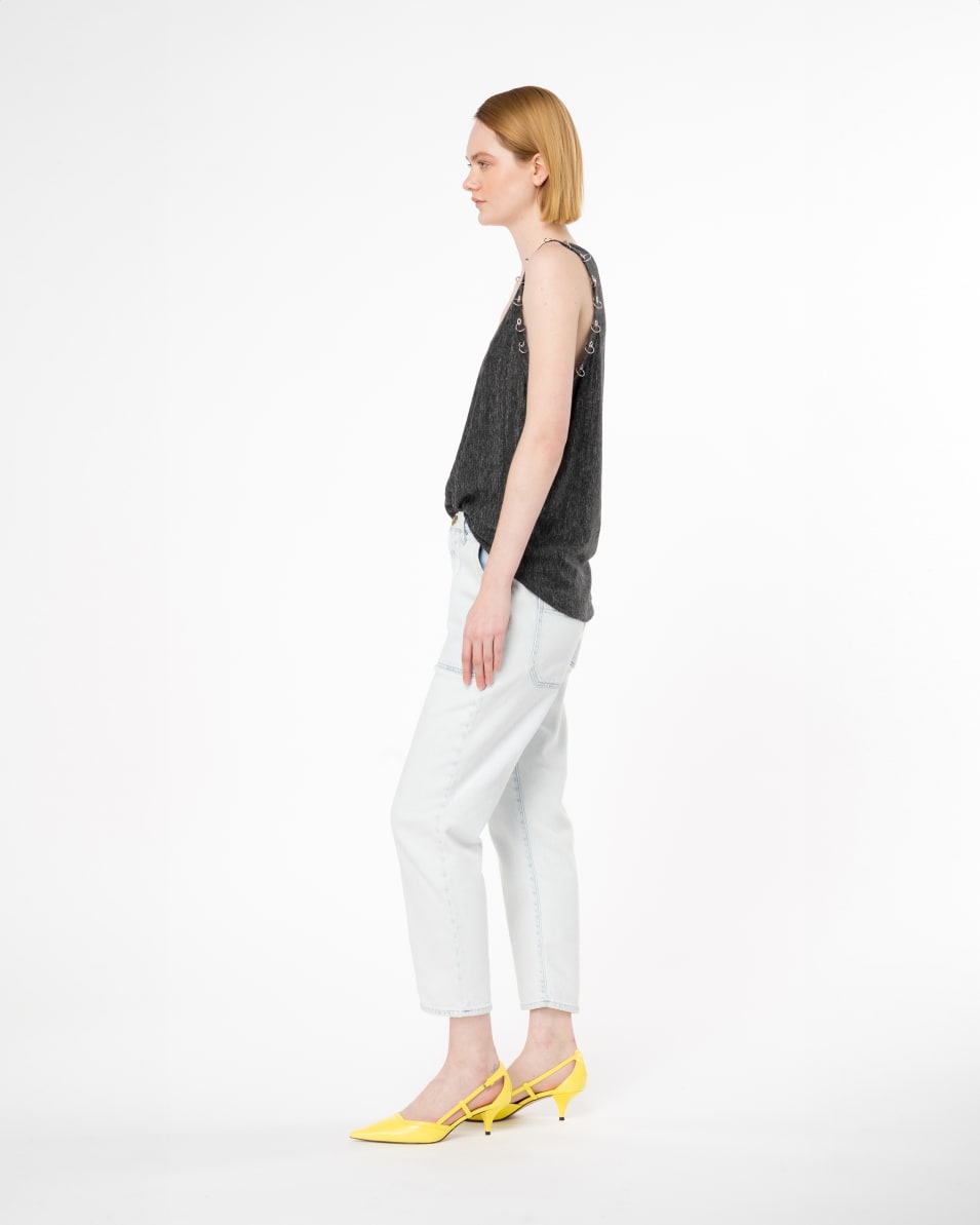 Pinko Tanktop aus Leinen mit Piercing-Konturen Kostenloser Versand