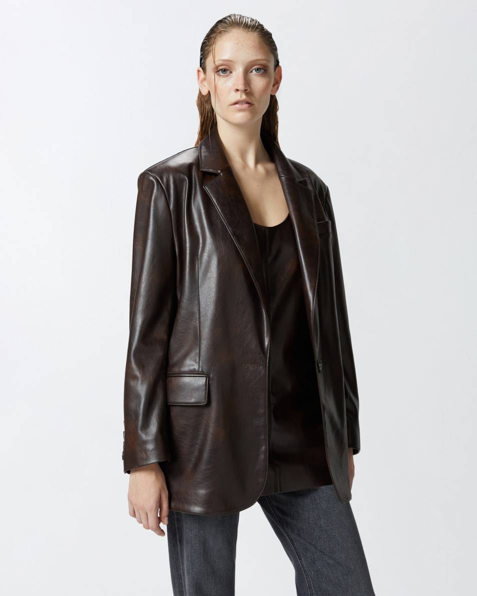 Pinko Classic leather-effect fabric blazer Rabatt