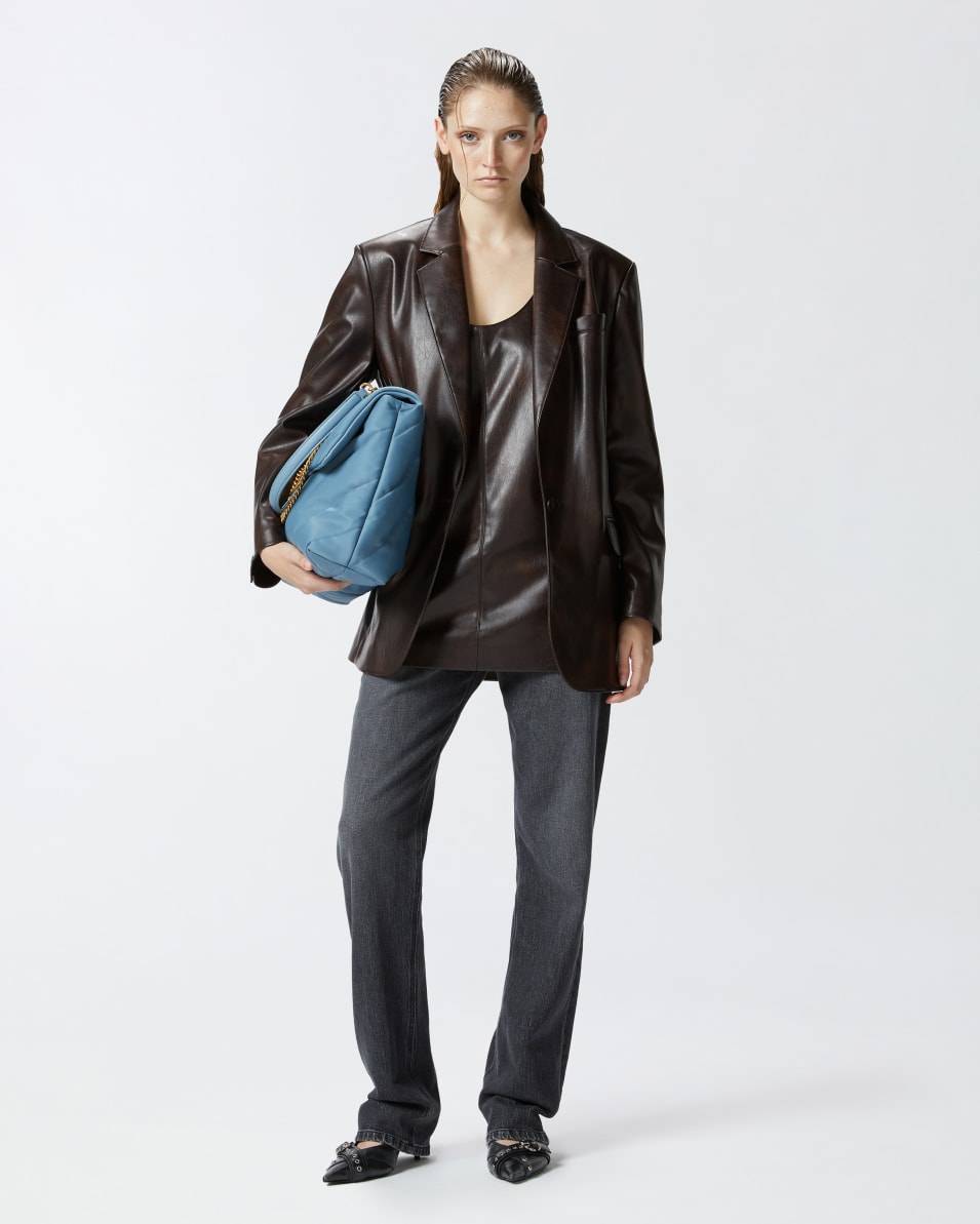 Pinko Classic leather-effect fabric blazer Rabatt
