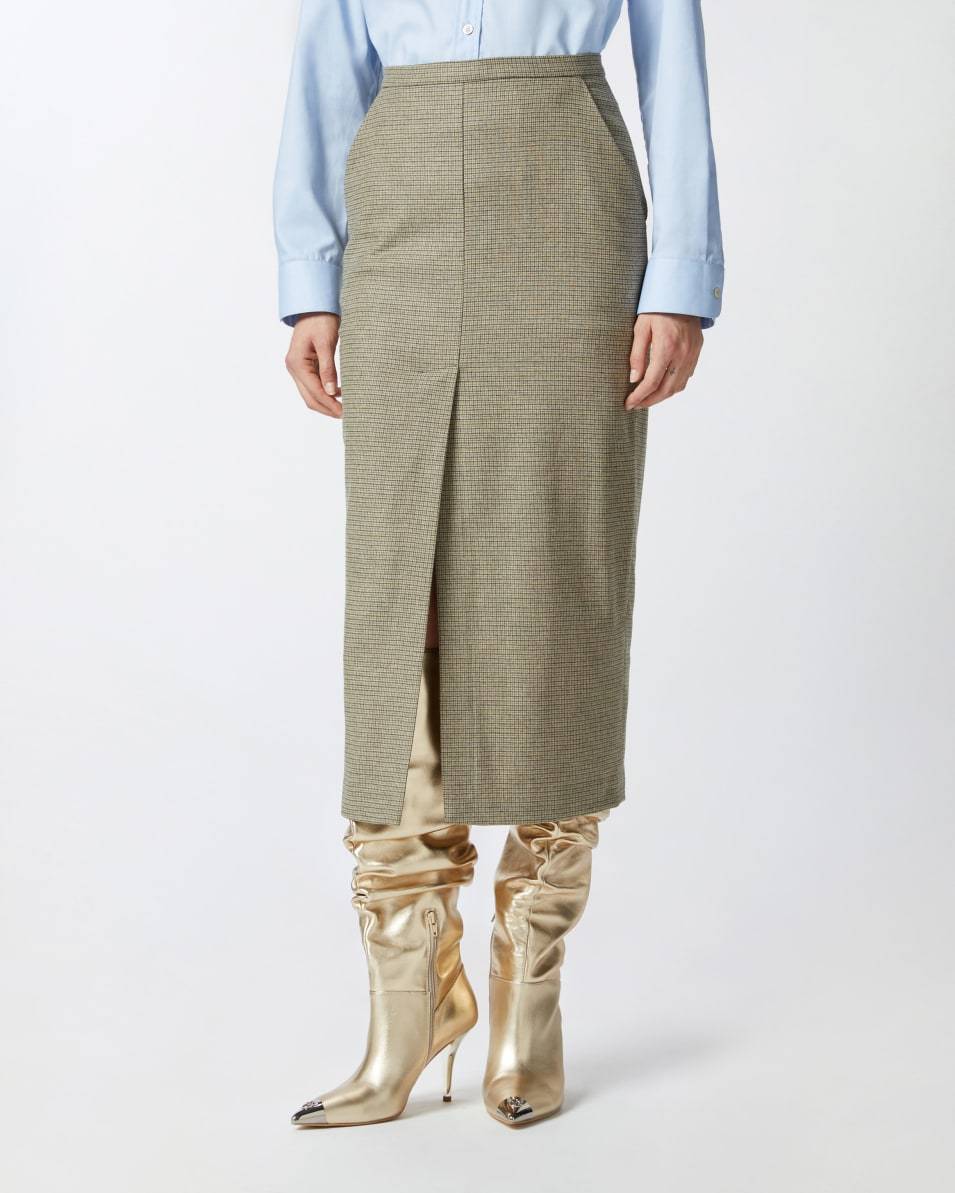 Pinko Karierter Midirock mit Schlitz vorne Flash Sale