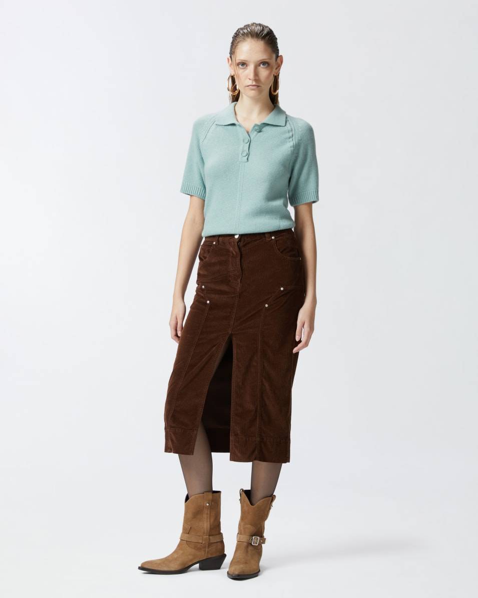 Pinko Cord-Midirock mit Schlitz Begrenztes Angebot