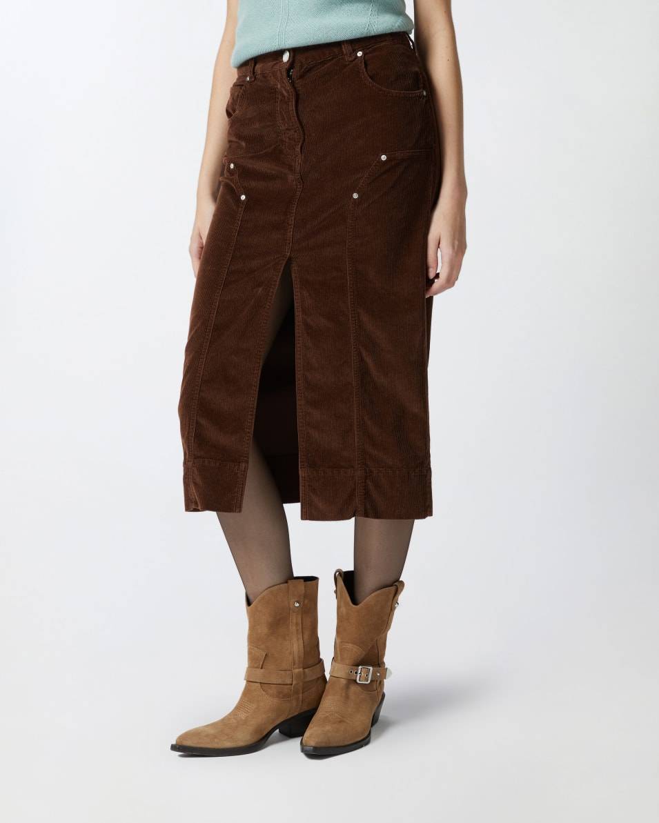 Pinko Cord-Midirock mit Schlitz Begrenztes Angebot