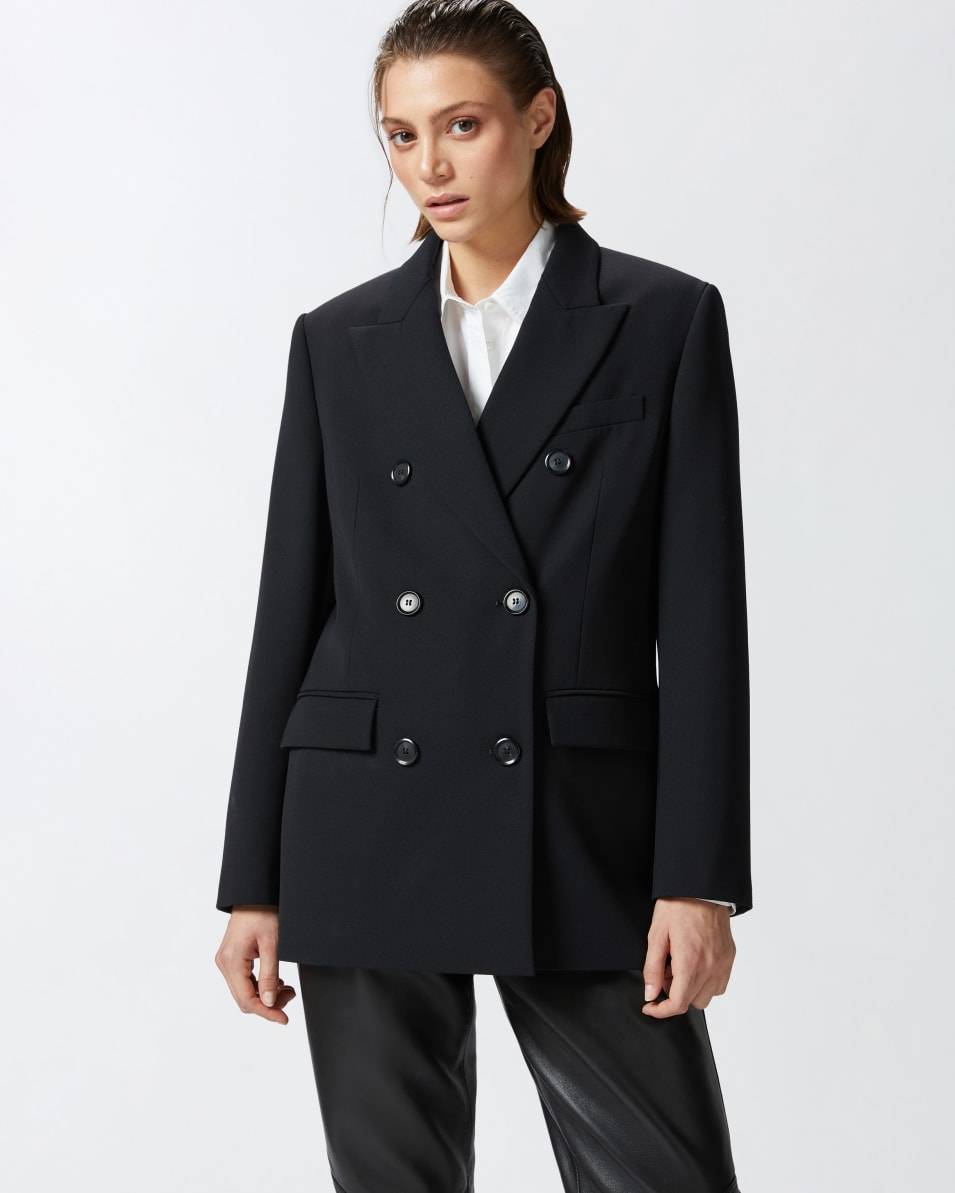Pinko Zweireihiger Oversize-Blazer aus Wollmix-Twill Saisonschlussverkauf