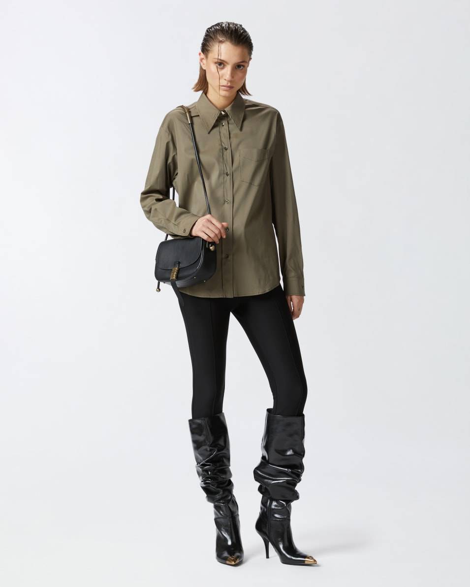 Pinko Militärgrüne Bluse aus Stretch-Popeline Osterangebot