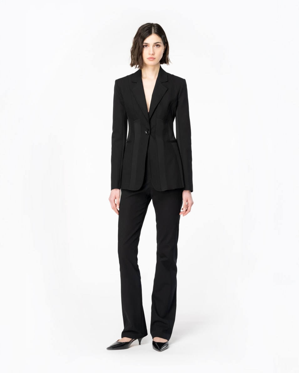 Pinko Einreihiger Blazer aus zwei Materialien Online Outlet