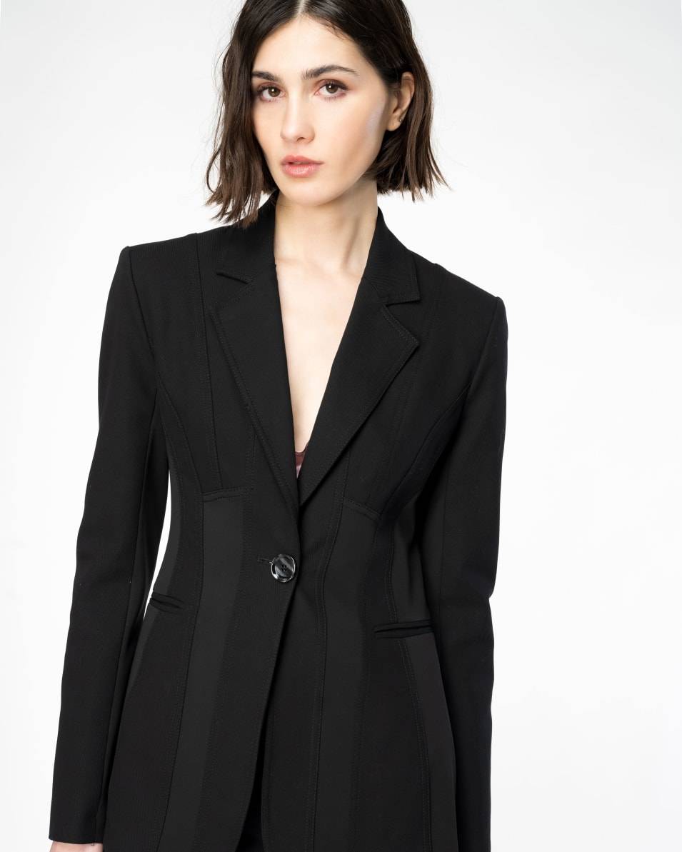 Pinko Einreihiger Blazer aus zwei Materialien Online Outlet