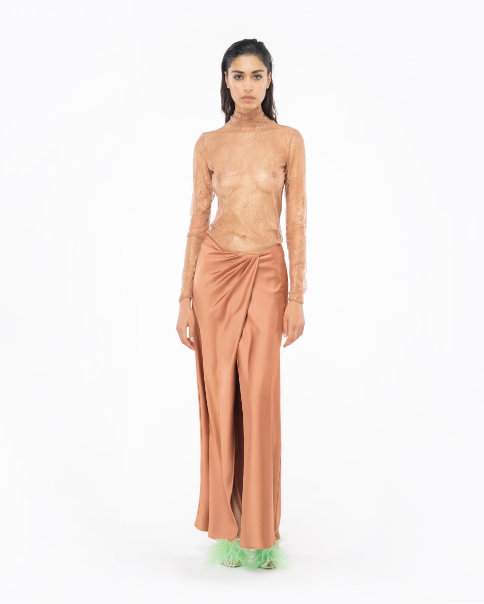 Pinko Eleganter Rock aus strukturiertem Satin Tiefpreis
