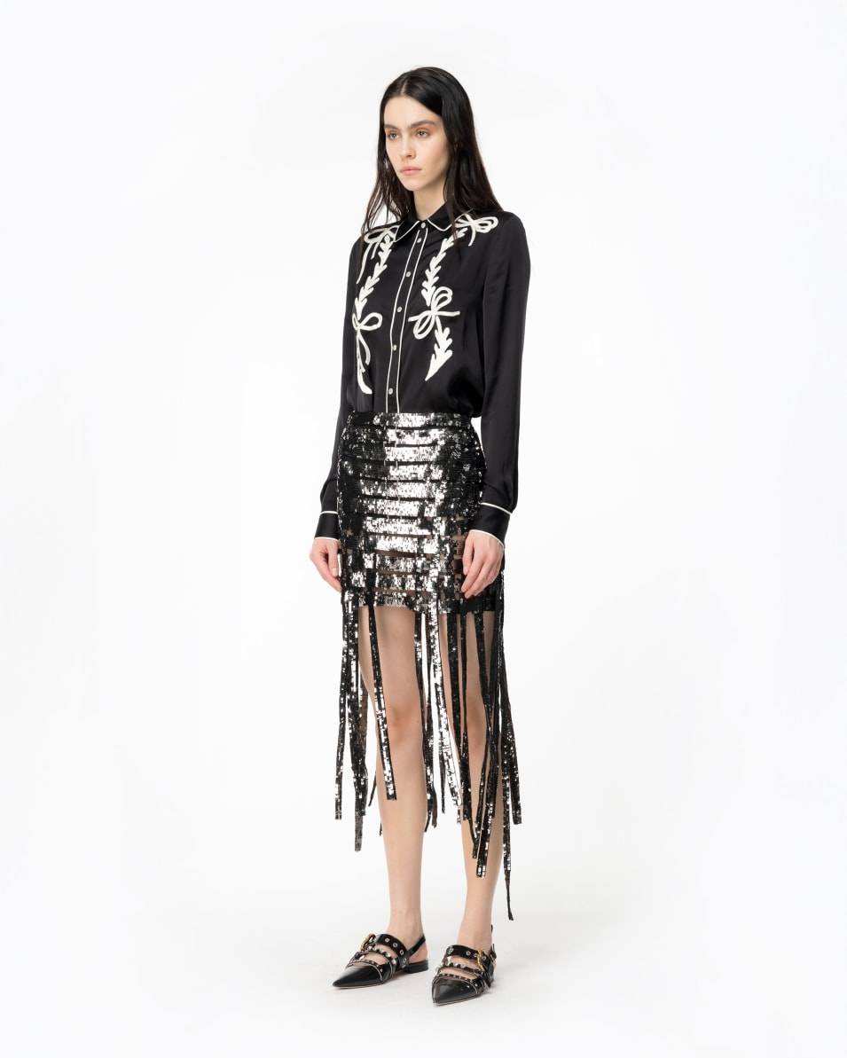Pinko Satinbluse Rodeo-Stickerei Begrenzte Freigabe