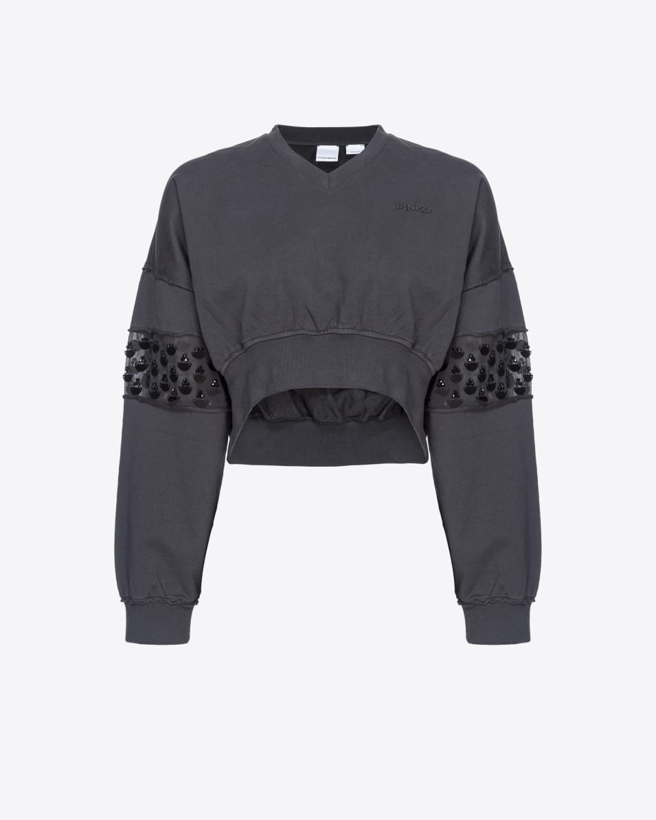 Pinko Kurzes Sweatshirt mit Handstickerei Letzte 3 Tage