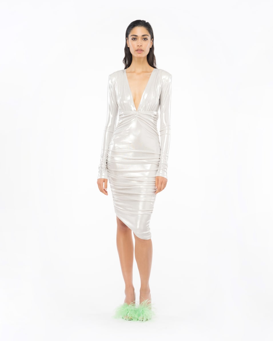 Pinko Longuette-Kleid aus Metallic-Jersey Neueste Stile
