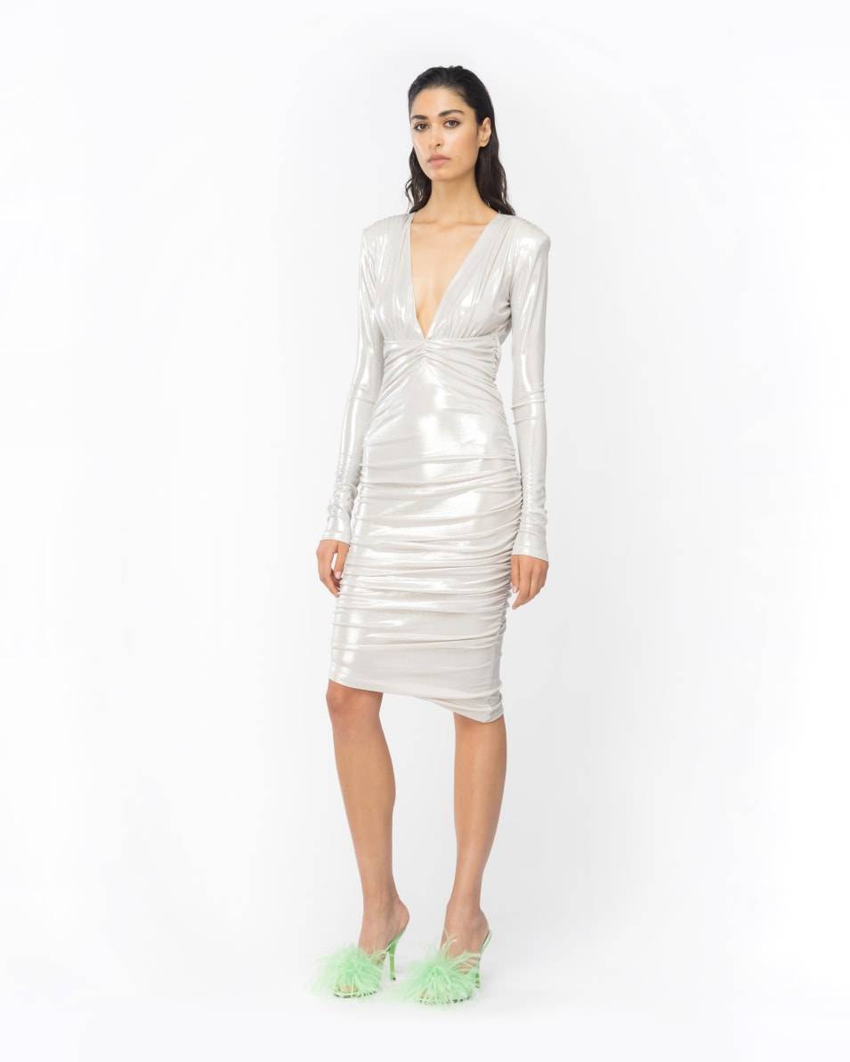 Pinko Longuette-Kleid aus Metallic-Jersey Neueste Stile