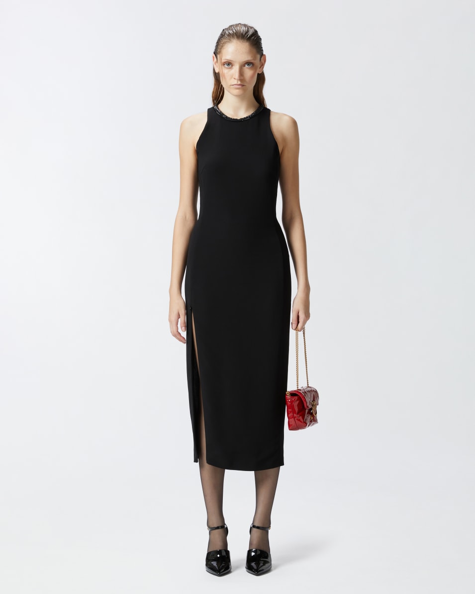 Pinko Schwarzes Schlauchkleid mit strassbesetztem Ausschnitt Bis zu 65% Rabatt