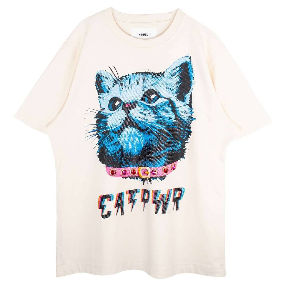 NIL+MON Oversize Tee "Cat PWR" Neueste Mode