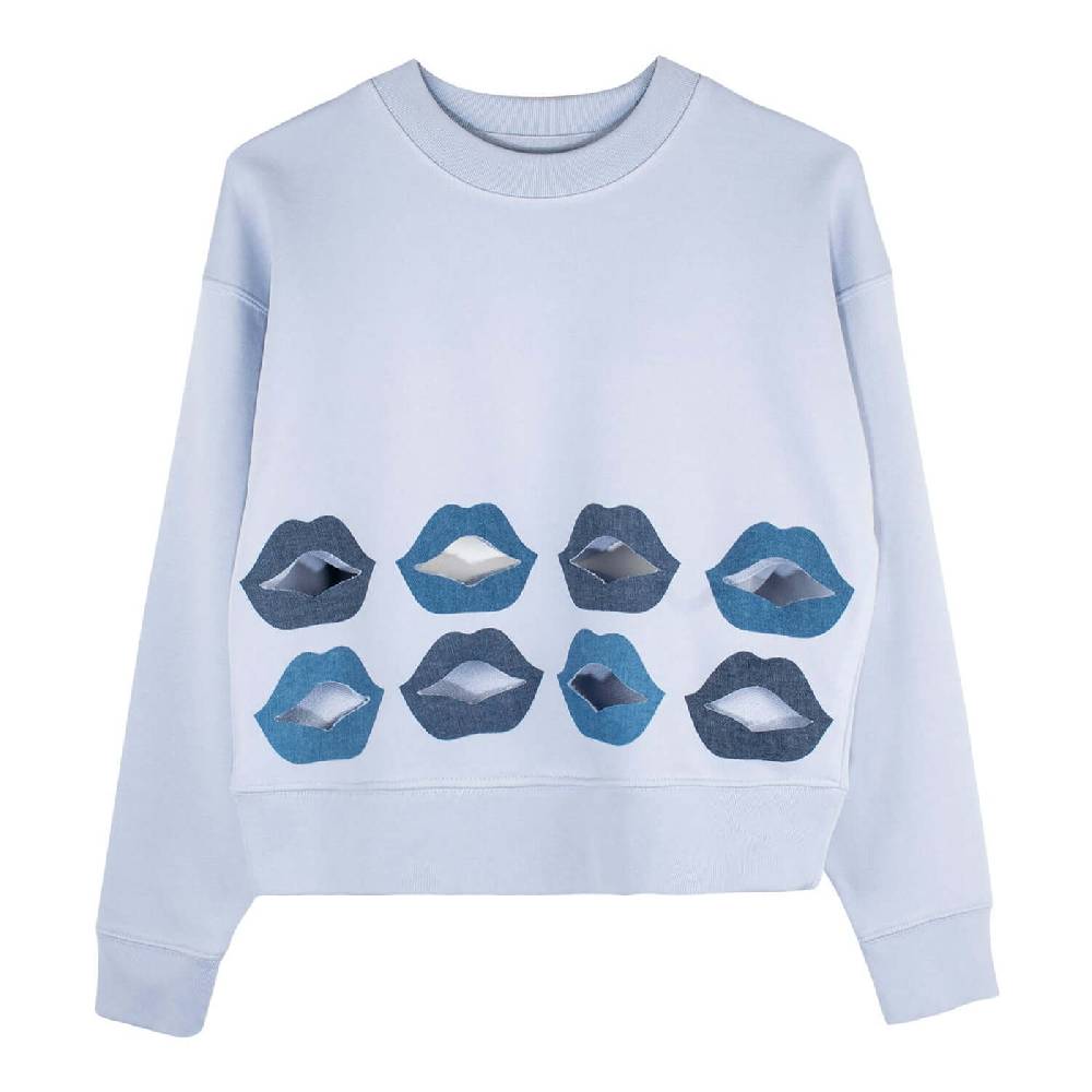 NIL+MON Crop Sweatshirt "Denim Lips" Kostenloser Versand international
