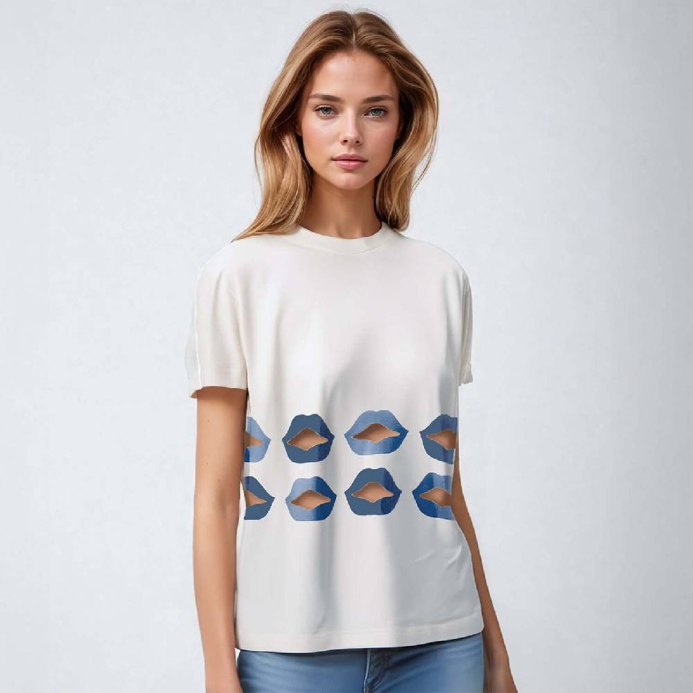 NIL+MON Oversize Tee "Denim Lips" Flash Sale