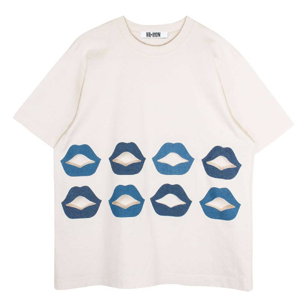 NIL+MON Oversize Tee "Denim Lips" Flash Sale