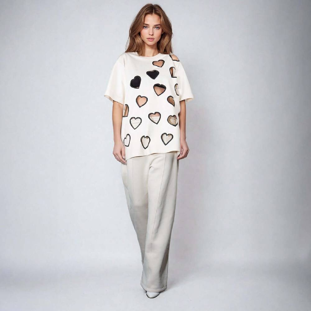 NIL+MON Oversize Tee "Flying Hearts" Neueste Mode