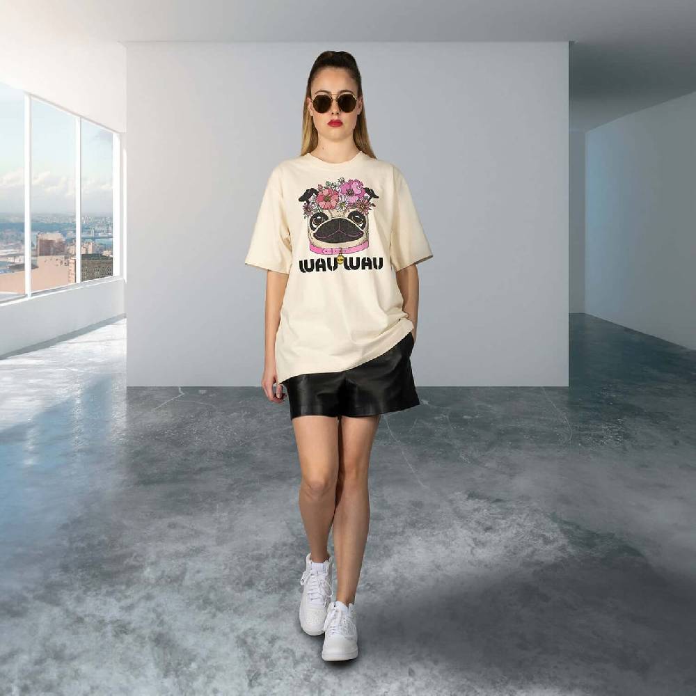 NIL+MON Oversize Tee "TZ FLWR Wau" Im Verkauf