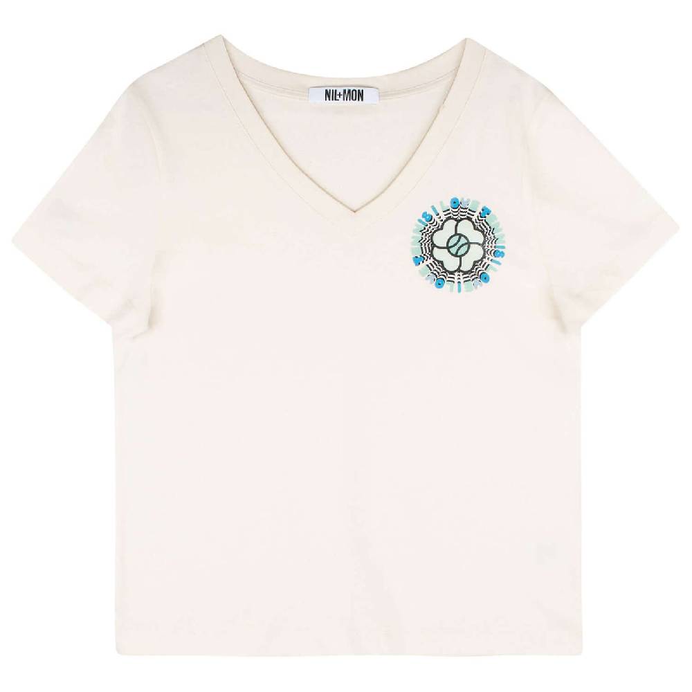 NIL+MON V-Neck Shirt "Circle Blue" Günstig kaufen