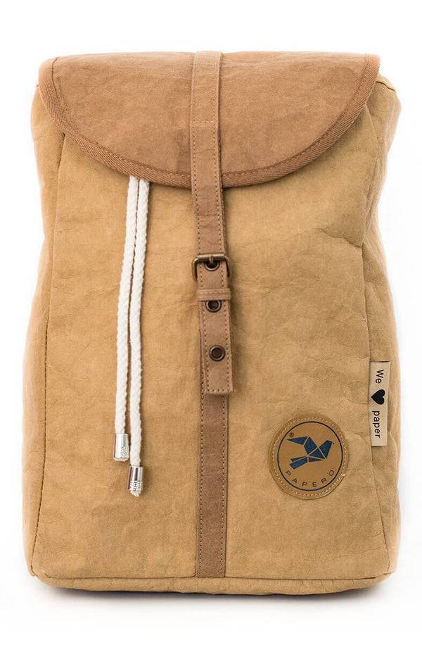 Papero PAPERO Rucksack OWL aus Kraft Papier 13 L leicht, reißfest und wasserfest vegan, nachhaltig Kauf eins, bekomm eins gratis
